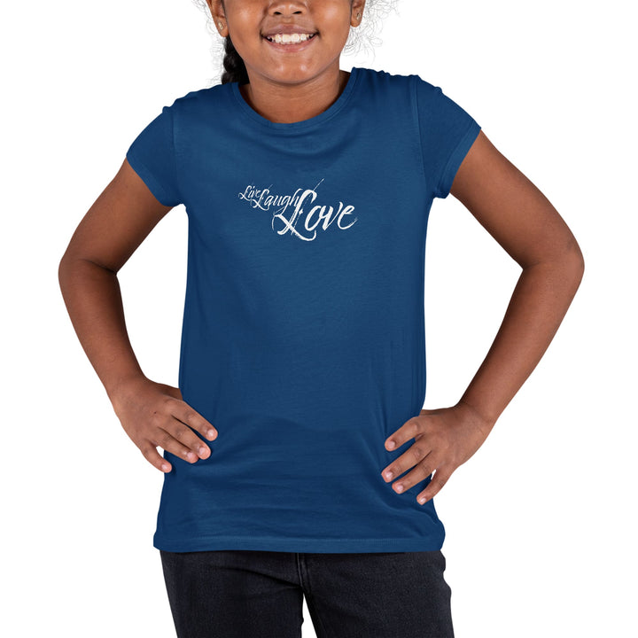 Youth Short Sleeve Graphic T-shirt - Live Laugh Love Light Grey - Girls/T-Shirts