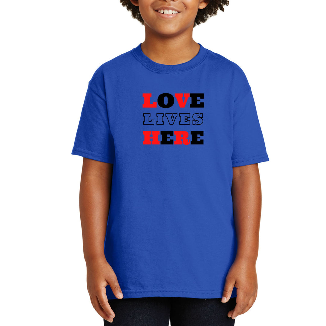 Youth Short Sleeve Graphic T-shirt Love Lives Here Christian Red - Youth