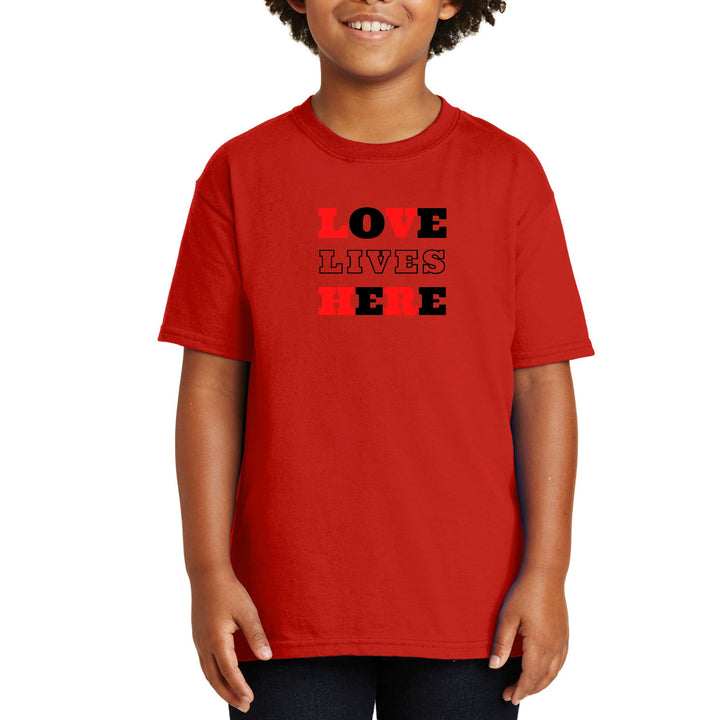 Youth Short Sleeve Graphic T-shirt Love Lives Here Christian Red - Youth