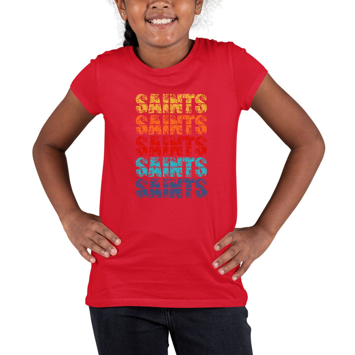 Youth Short Sleeve Graphic T-shirt Saints Colorful Art Illustration - Girls