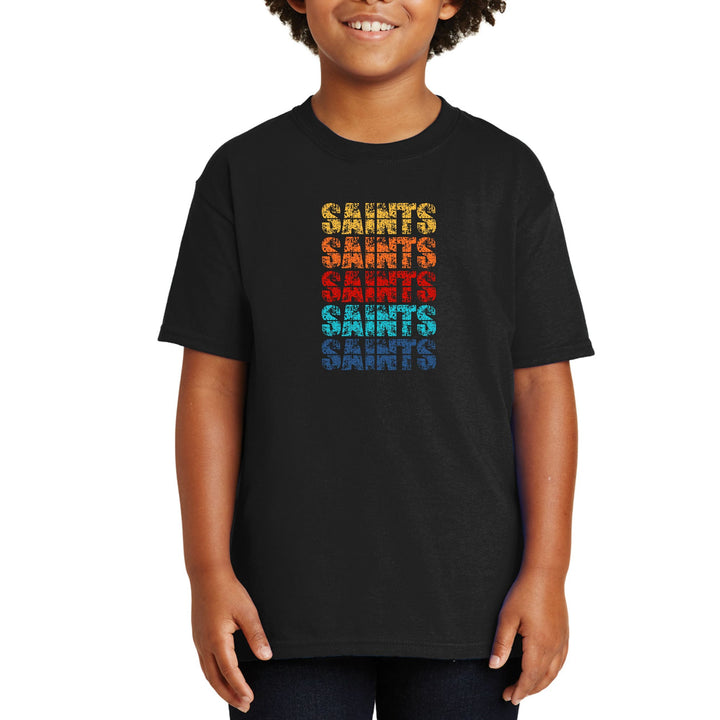 Youth Short Sleeve Graphic T-shirt - Saints Colorful Art Illustration