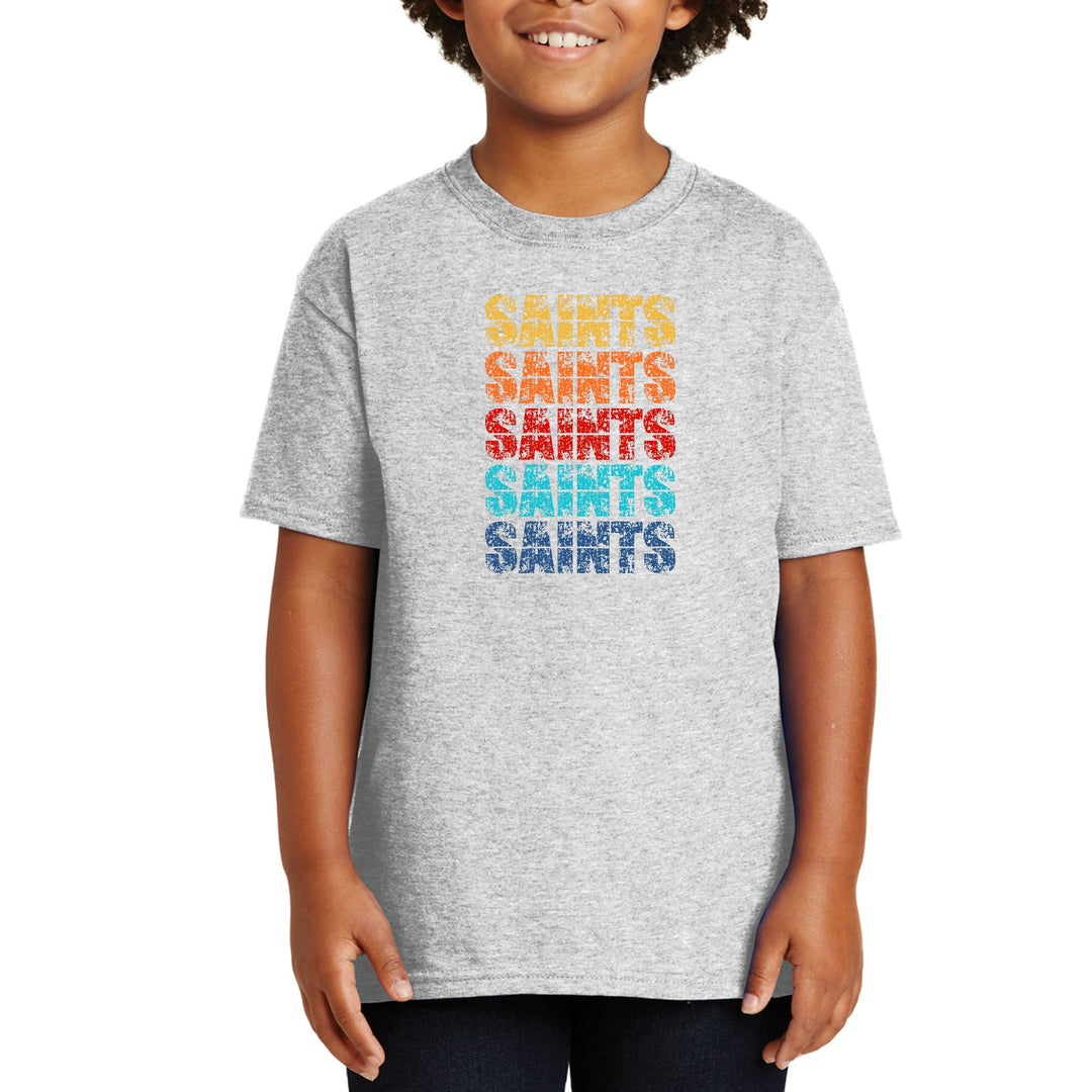 Youth Short Sleeve Graphic T-shirt - Saints Colorful Art Illustration