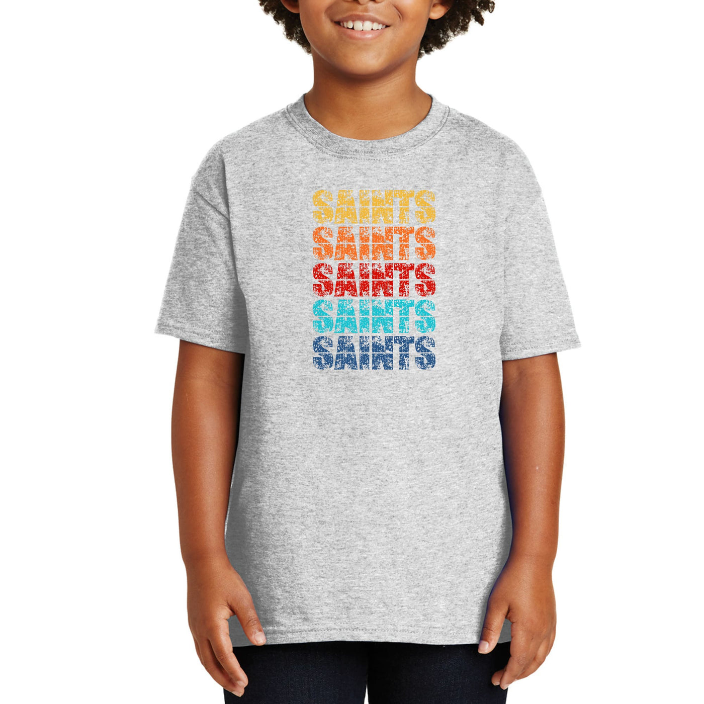 Youth Short Sleeve Graphic T-shirt Saints Colorful Art Illustration - Youth