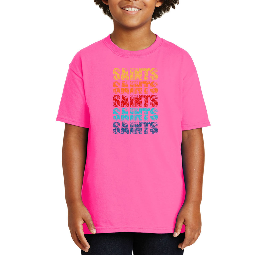 Youth Short Sleeve Graphic T-shirt - Saints Colorful Art Illustration