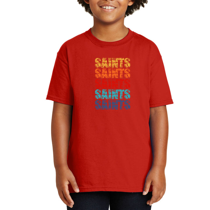 Youth Short Sleeve Graphic T-shirt - Saints Colorful Art Illustration