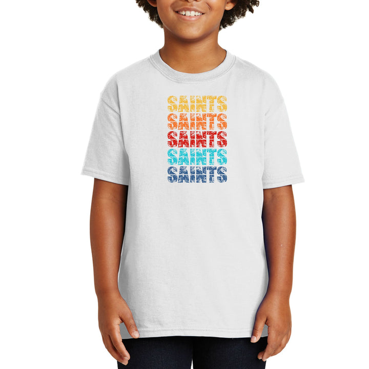 Youth Short Sleeve Graphic T-shirt - Saints Colorful Art Illustration