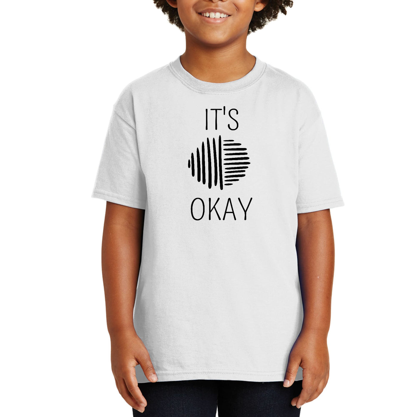 Youth Short Sleeve Graphic T-shirt Say It Soul Its Okay Black Line - Youth