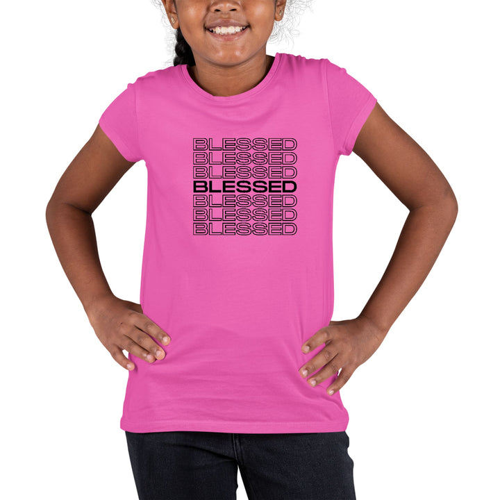 Youth Short Sleeve Graphic T-shirt Stacked Blessed Print - Girls/T-Shirts