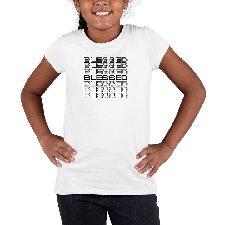 Youth Short Sleeve Graphic T-shirt Stacked Blessed Print - Girls/T-Shirts