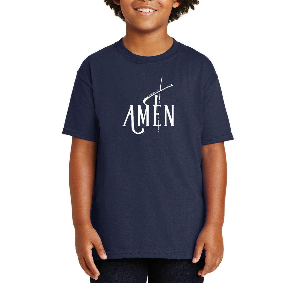 Youth Short Sleeve T-shirt Amen White Print - Youth | T-Shirts