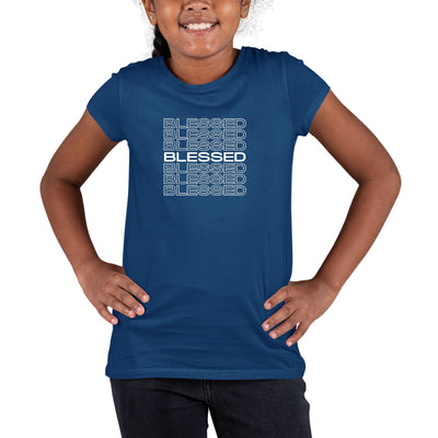 Youth Short Sleeve T - shirt Blessed Stacked Print - Girls | T - Shirts