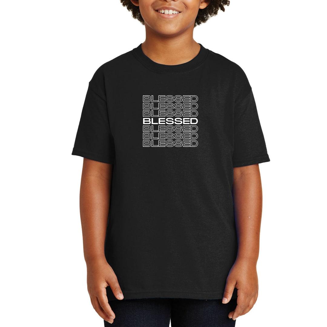 Youth Short Sleeve T-shirt Blessed Stacked Print - Youth | T-Shirts