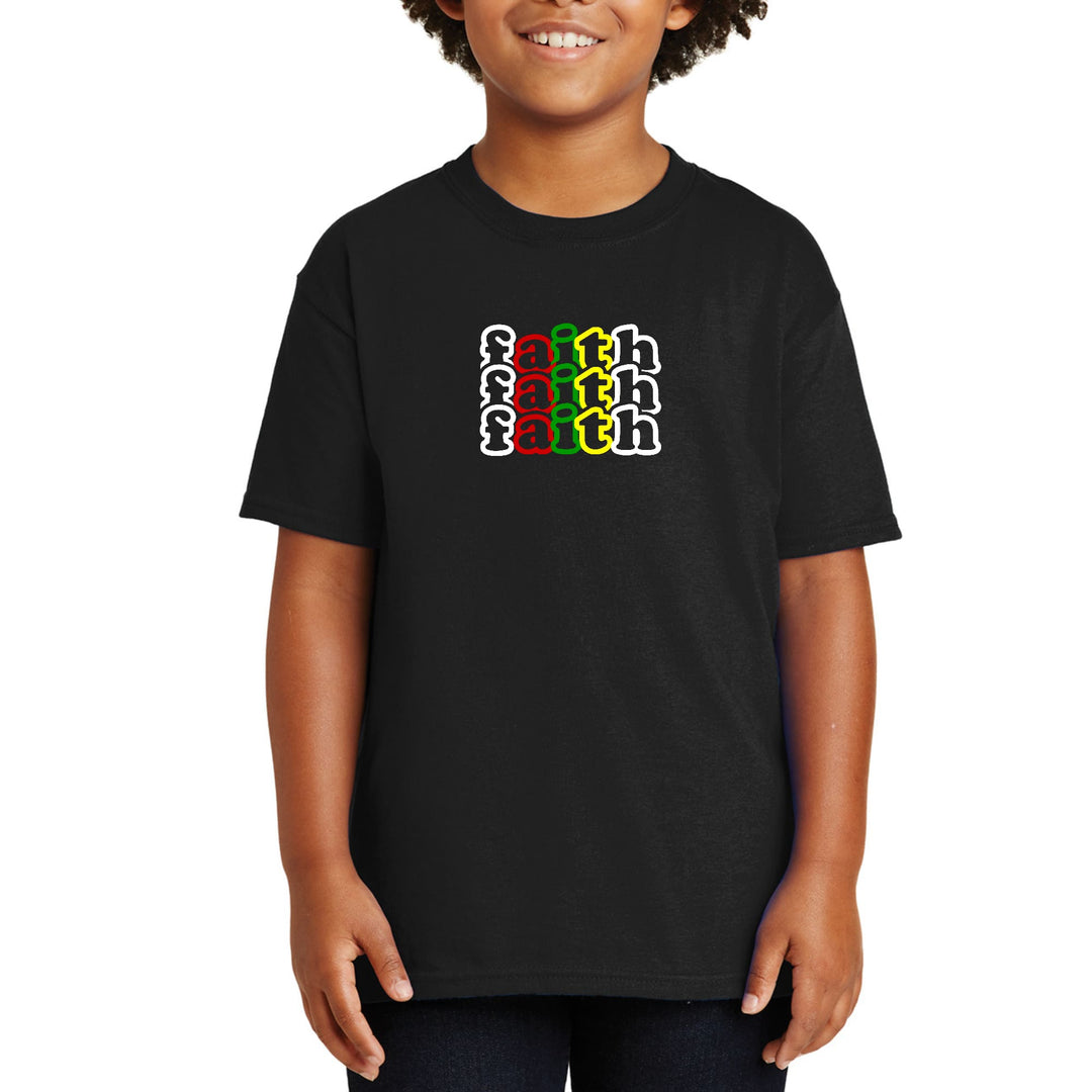 Youth Short Sleeve T-shirt Faith Stack Multicolor Illustration - Youth