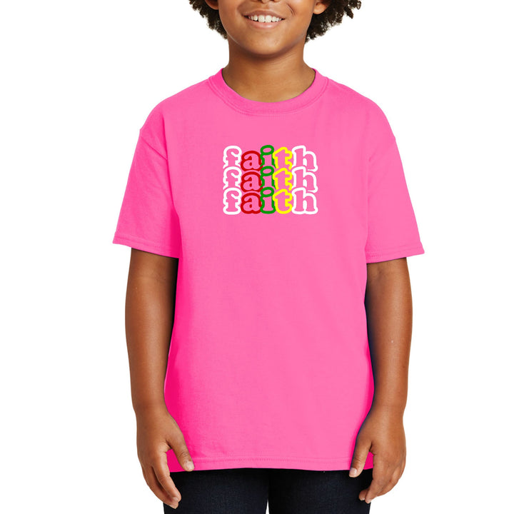 Youth Short Sleeve T-shirt Faith Stack Multicolor Illustration - Youth