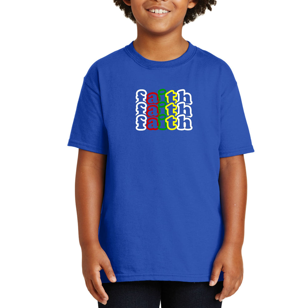 Youth Short Sleeve T-shirt Faith Stack Multicolor Illustration - Youth