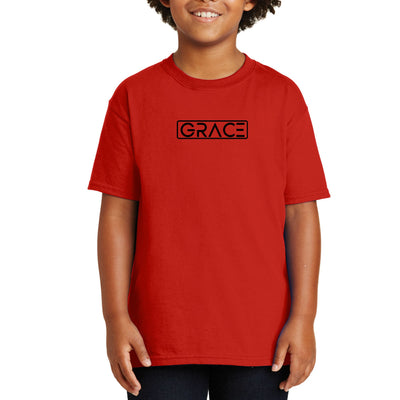 Youth Short Sleeve T - shirt Grace Christian Black Illustration - T - Shirts