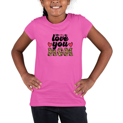 Youth Short Sleeve T - shirt Love You Mom Leopard Print - Girls | T - Shirts