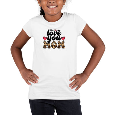 Youth Short Sleeve T - shirt Love You Mom Leopard Print - Girls | T - Shirts
