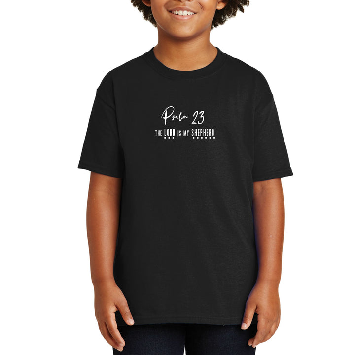 Youth Short Sleeve T-shirt Psalm 23 the Lord is my Shepherd White - Youth