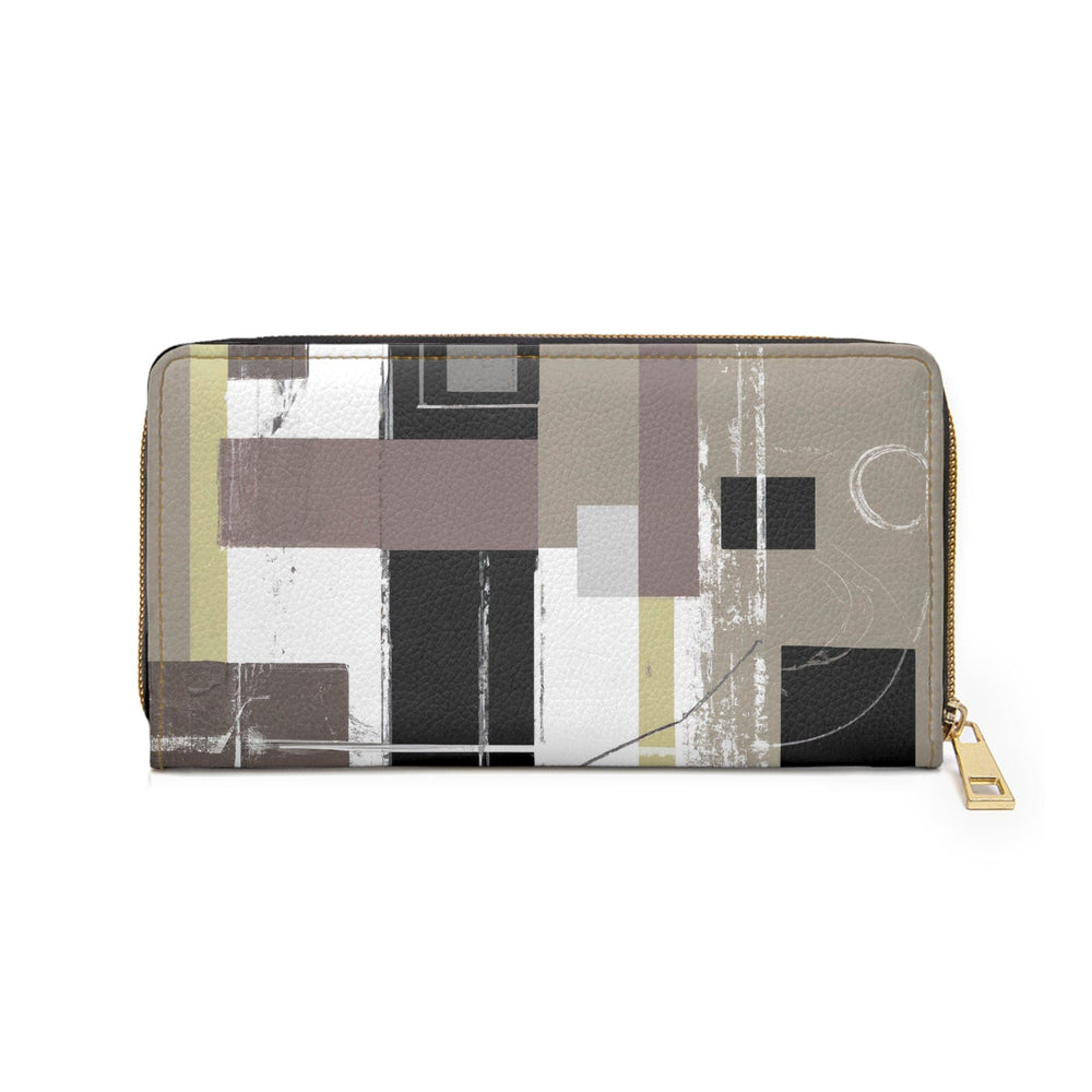 Zipper Wallet Abstract Brown Geometric Print - Bags | Zipper Wallets