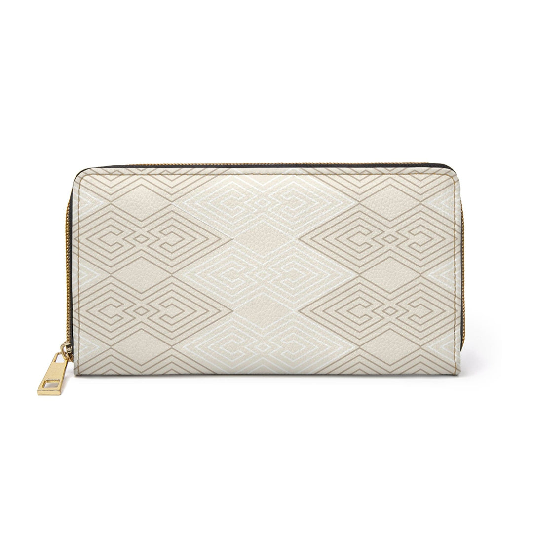 Zipper Wallet Beige and White Tribal Geometric Aztec Print - Bags | Zipper