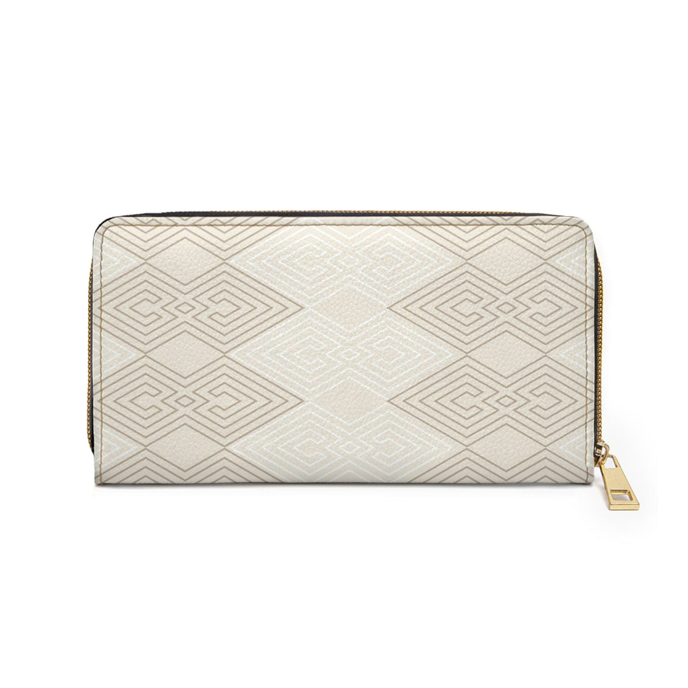 Zipper Wallet Beige and White Tribal Geometric Aztec Print - Bags | Zipper