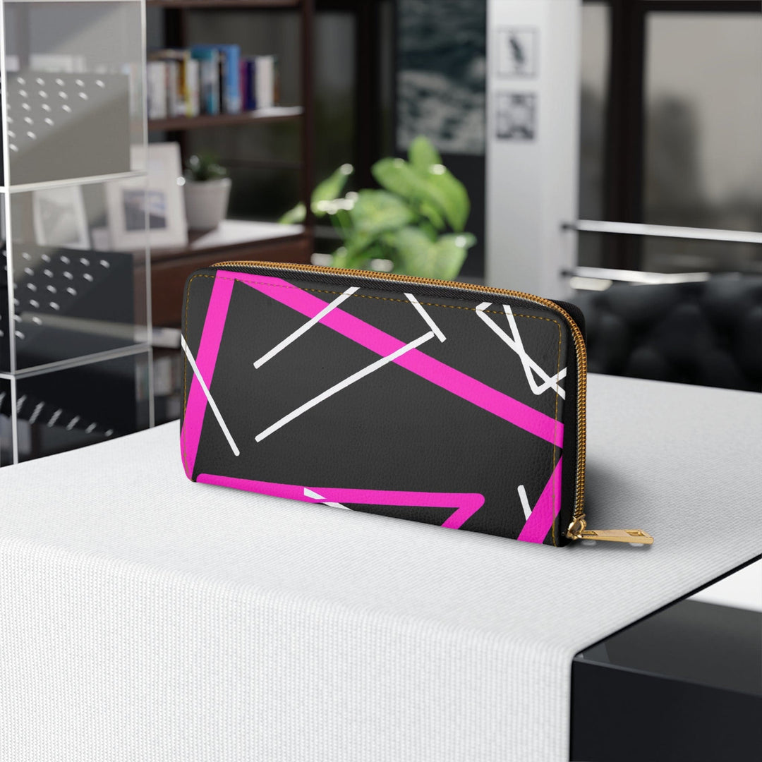 Zipper Wallet Black and Pink Geometric Pattern - Bags | Zipper Wallets