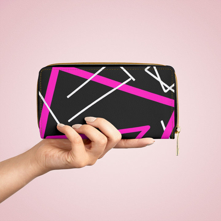 Zipper Wallet Black and Pink Geometric Pattern - Bags | Zipper Wallets