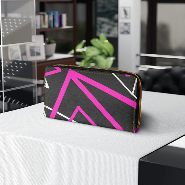 Zipper Wallet Black and Pink Geometric Pattern - Bags | Zipper Wallets