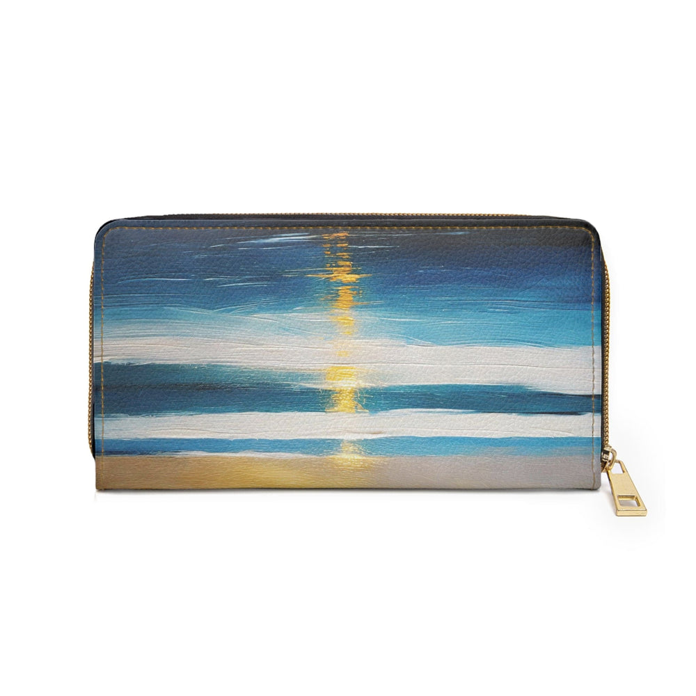 Zipper Wallet Blue Ocean Golden Sunset Print - Bags | Zipper Wallets