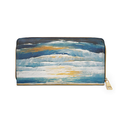 Zipper Wallet Blue Ocean Golden Sunset Print - Accessories