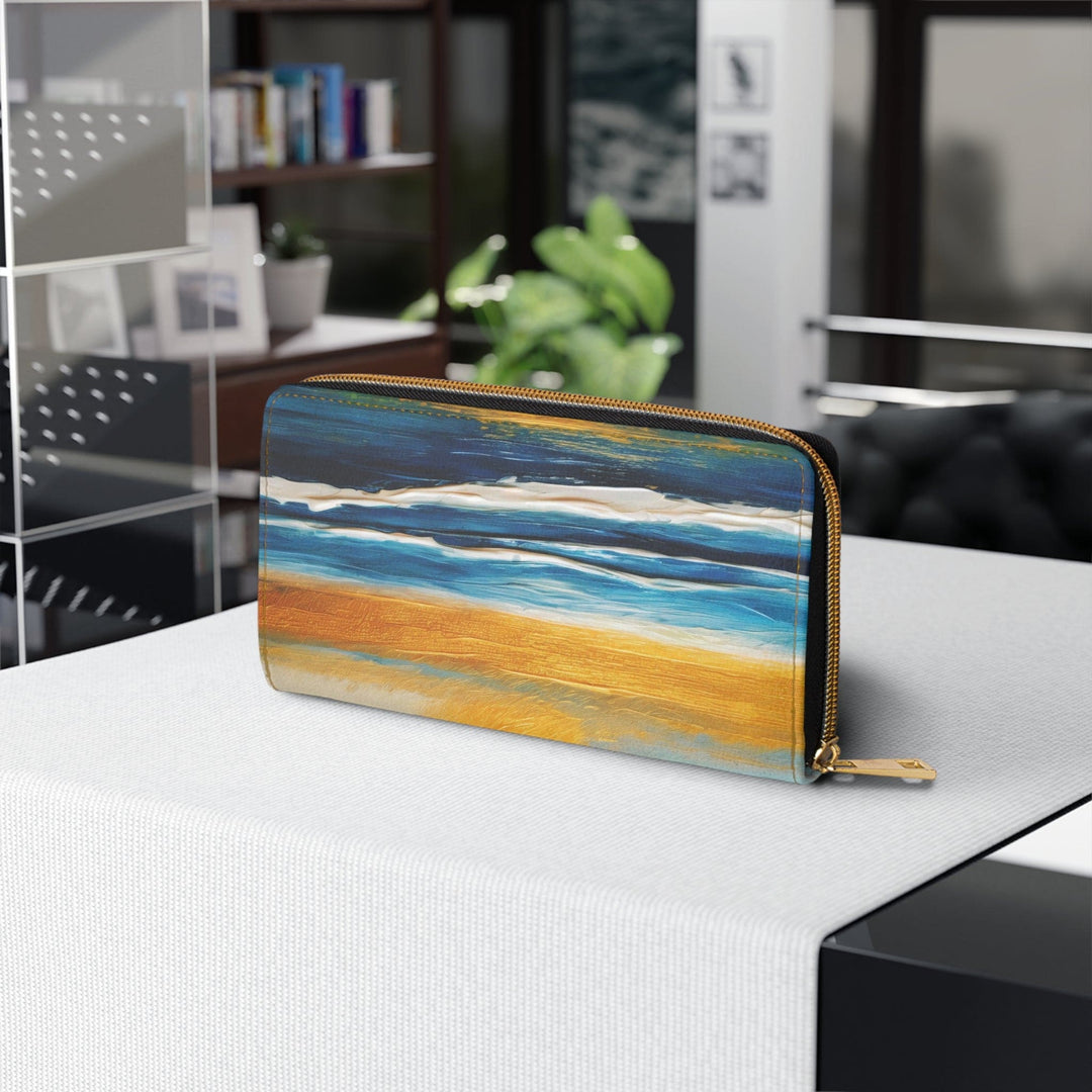 Zipper Wallet Blue Ocean Golden Sunset Print - Bags | Zipper Wallets