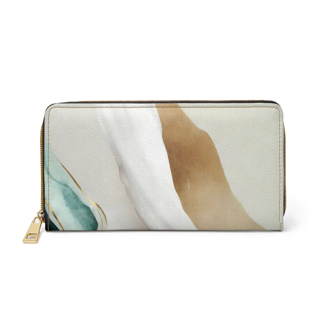 Zipper Wallet Cream White Green Marbled Print - Bags | Zipper Wallets