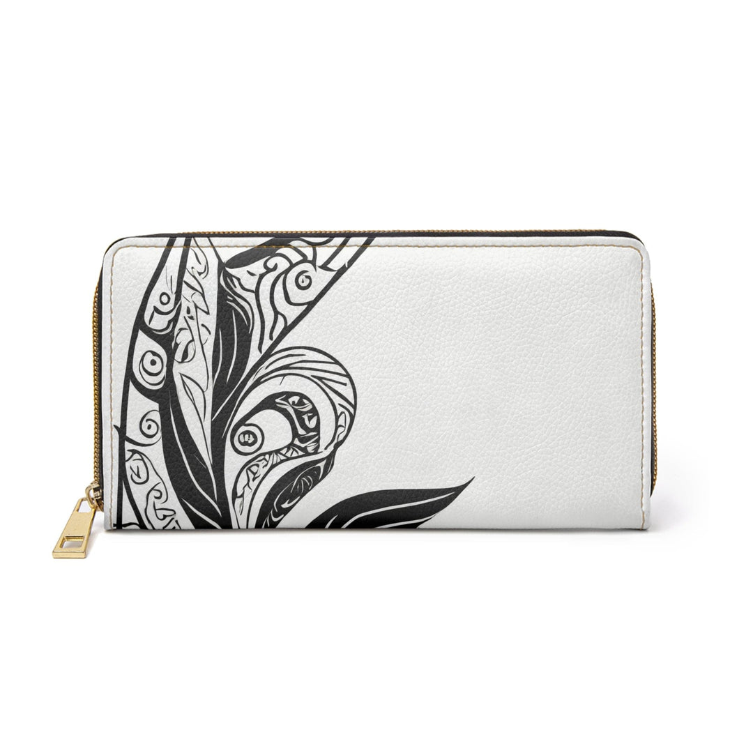 Zipper Wallet Floral Black Line Art Print - Bags | Zipper Wallets