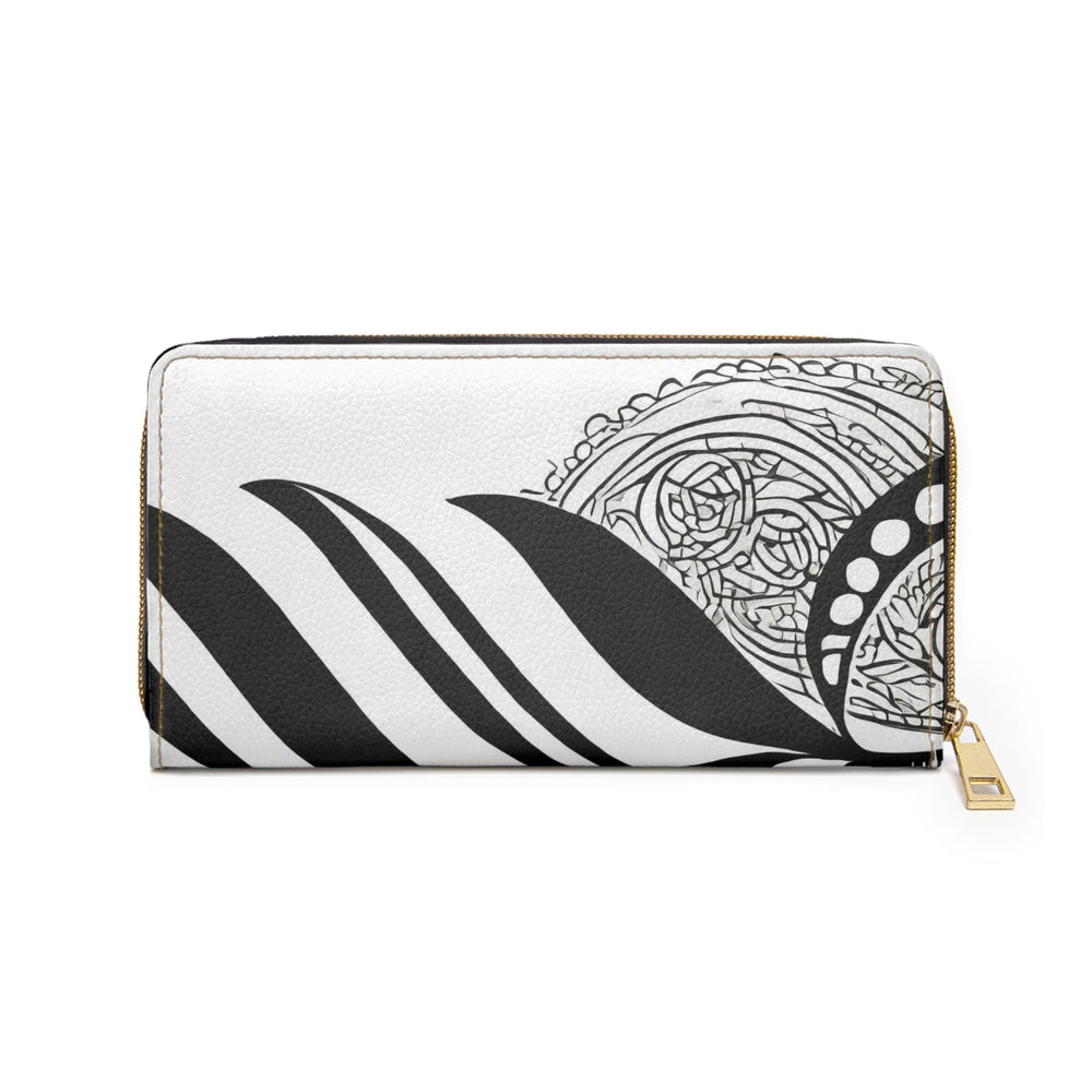 Zipper Wallet Floral Black Line Art Print - Bags | Zipper Wallets