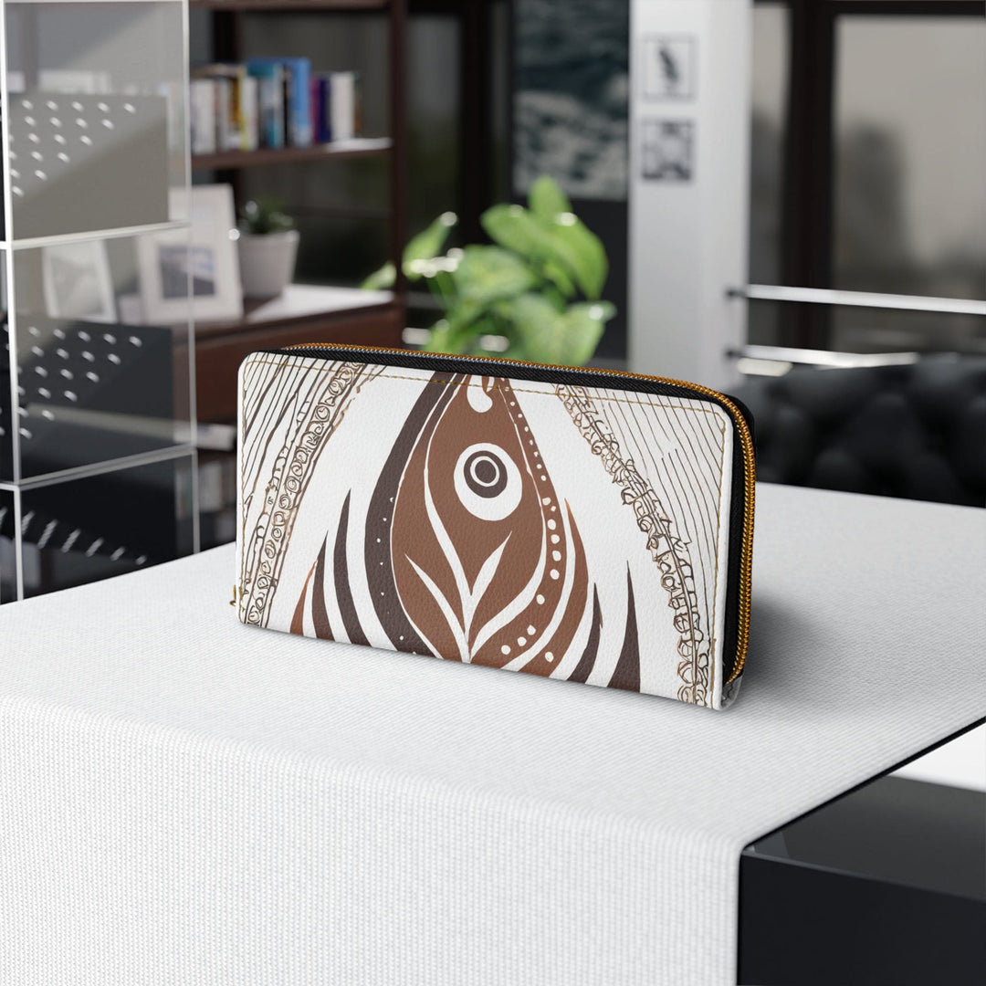 Zipper Wallet Floral Brown Line Art Print - Bags | Zipper Wallets