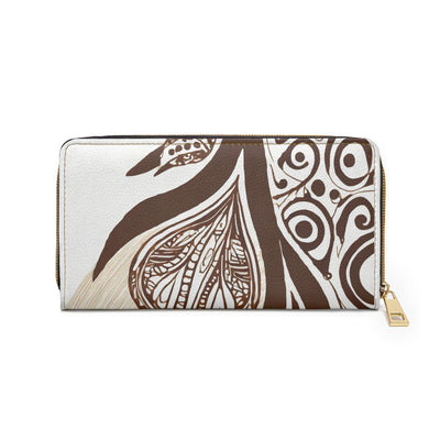Zipper Wallet Floral Brown Line Art Print 93368 - Accessories