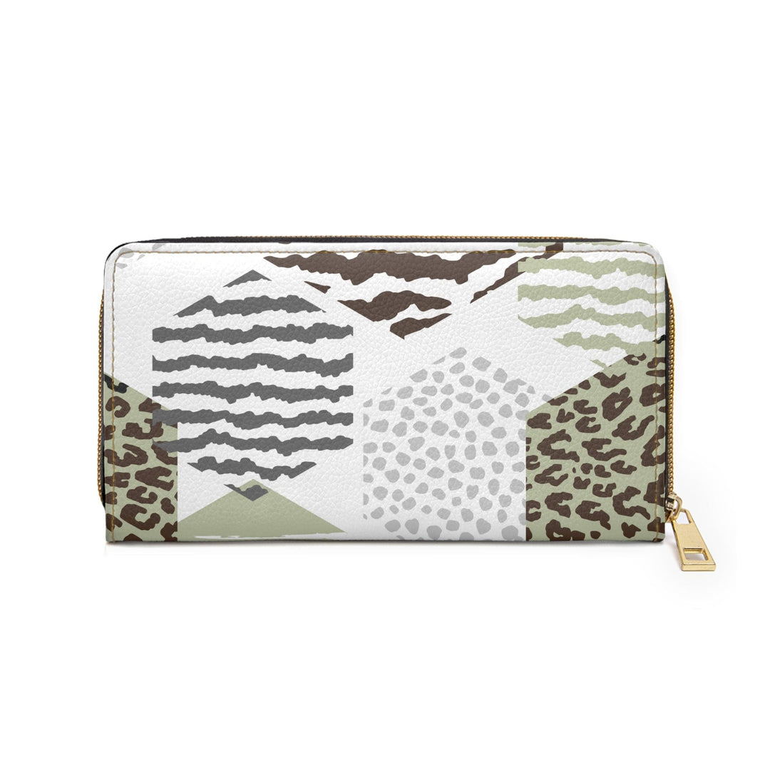 Zipper Wallet Green Grey Hexagon Pattern - Bags | Zipper Wallets