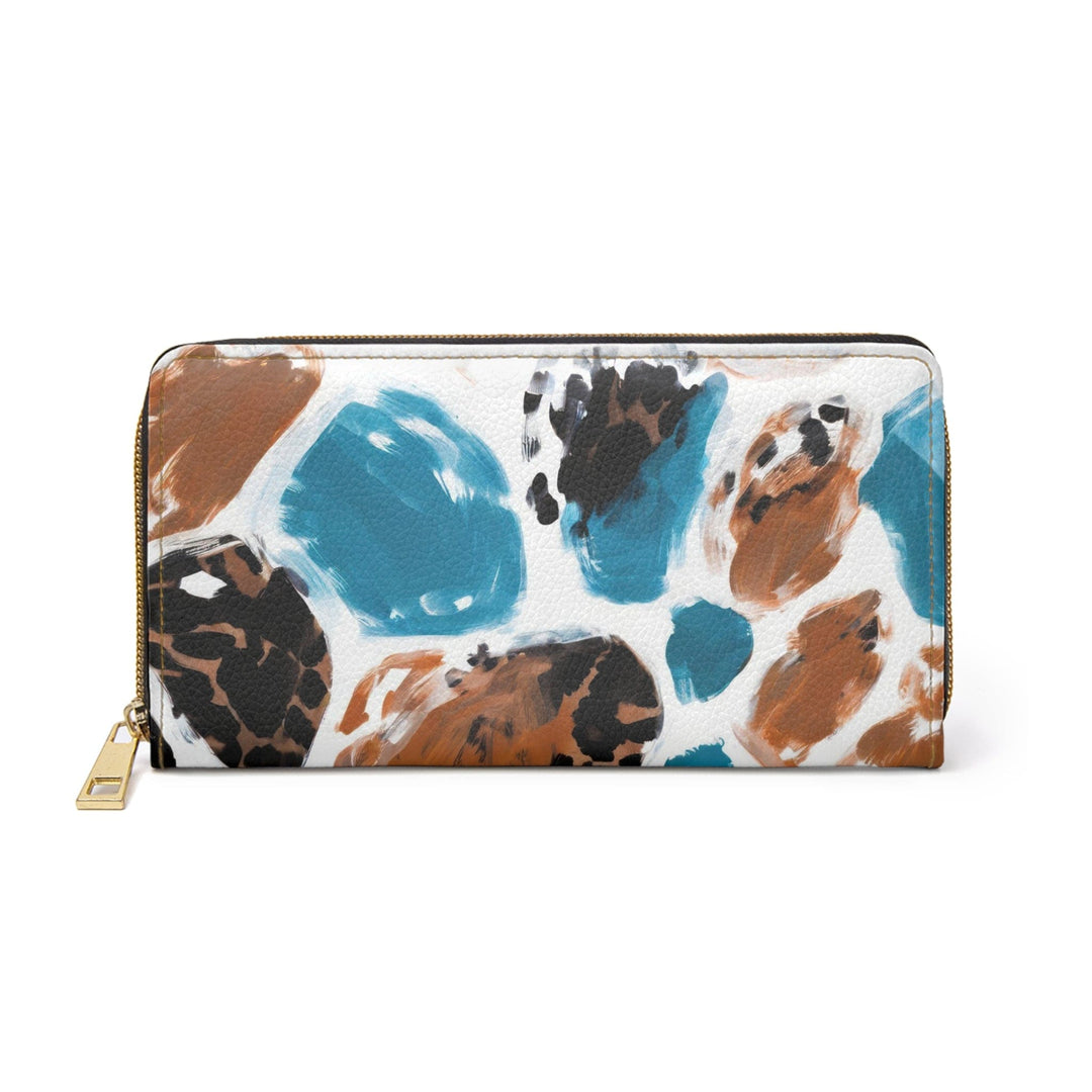 Zipper Wallet Light Blue and Brown Spotted Pattern - Bags | Zipper Wallets