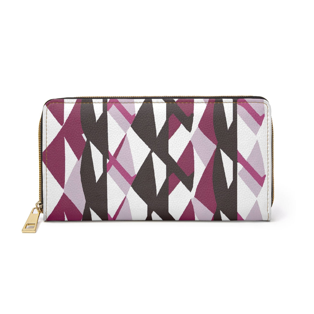 Zipper Wallet Mauve Pink and Maroon Geometric Pattern - Bags | Zipper Wallets