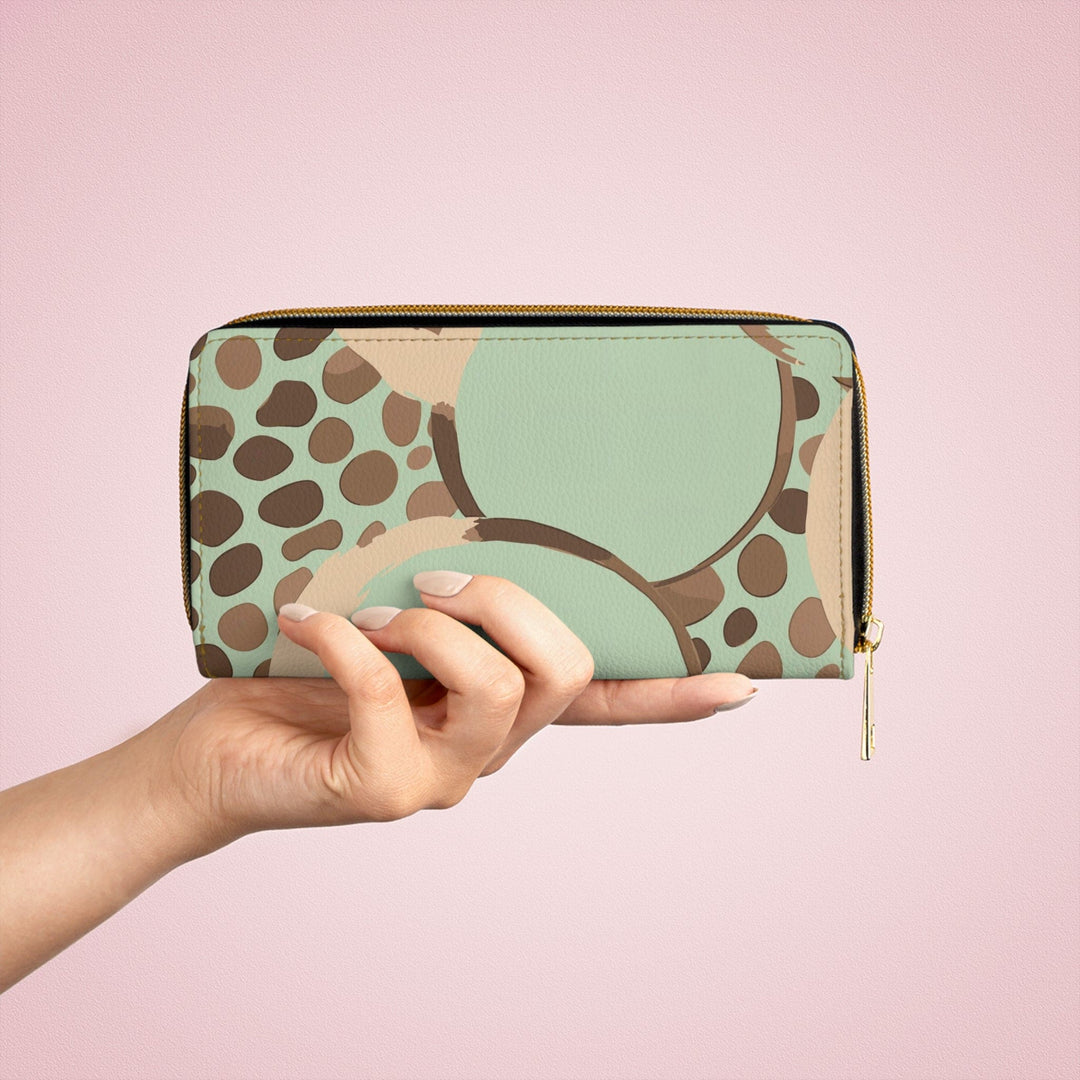 Zipper Wallet Mint Green and Brown Spotted Illustration - Bags | Zipper Wallets