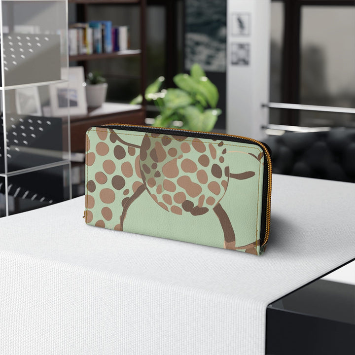 Zipper Wallet Mint Green and Brown Spotted Illustration - Bags | Zipper Wallets