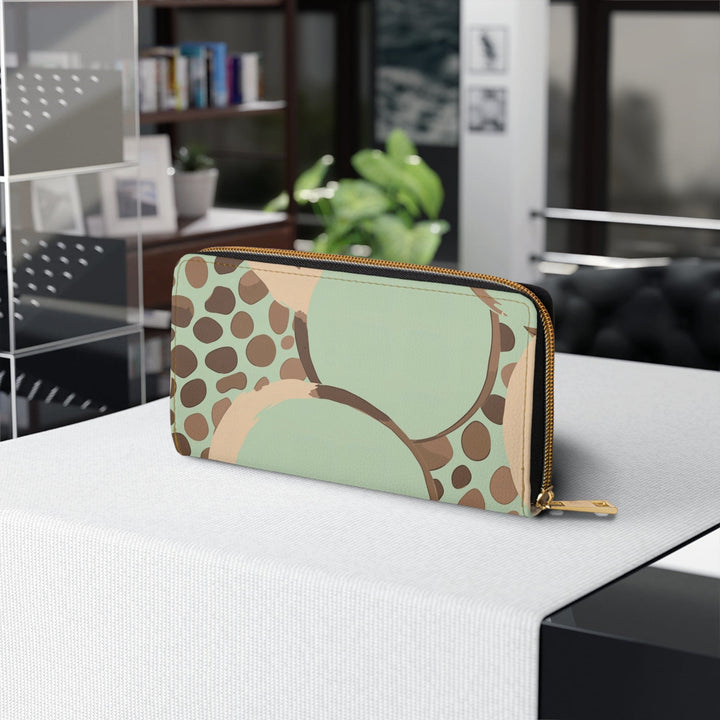 Zipper Wallet Mint Green and Brown Spotted Illustration - Bags | Zipper Wallets