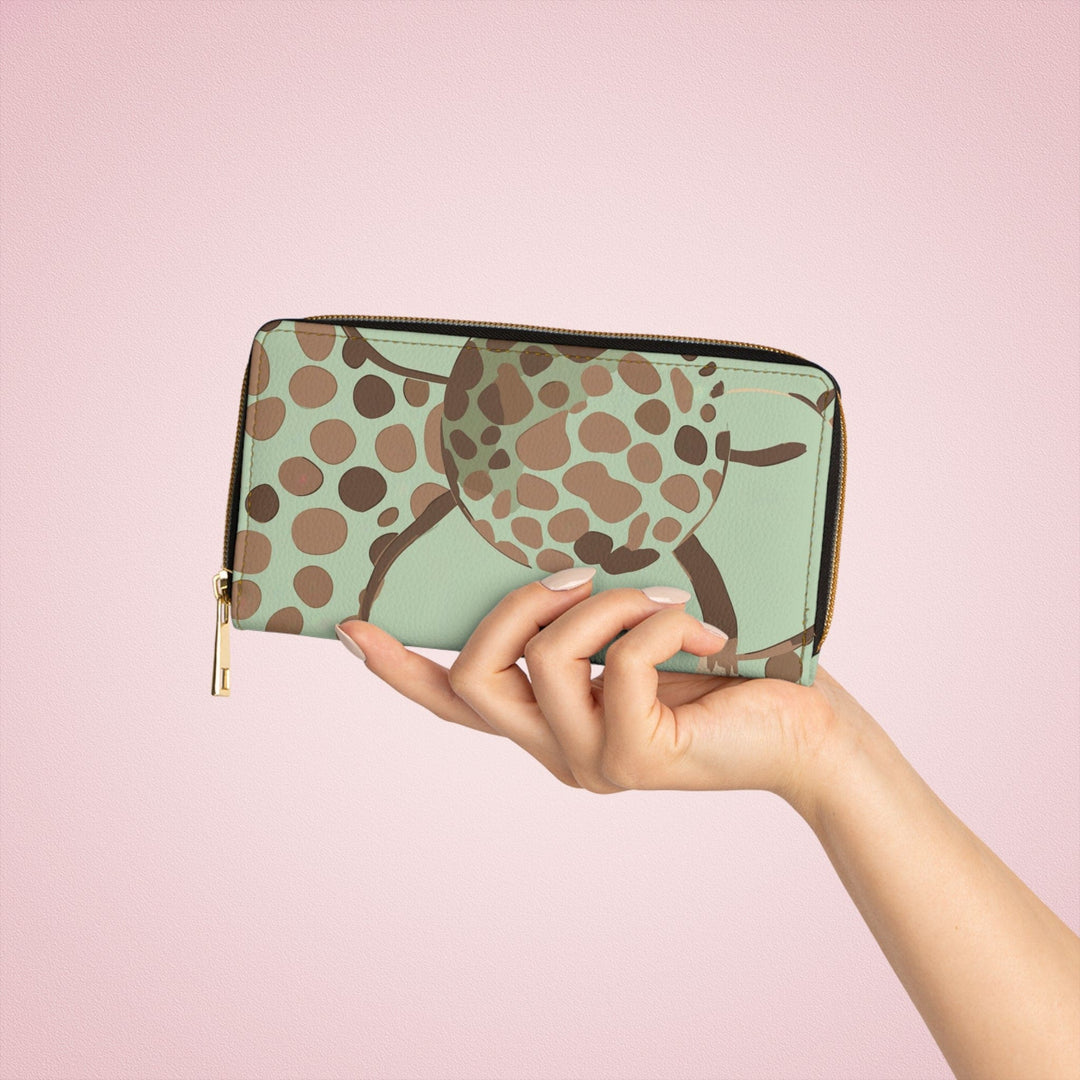 Zipper Wallet Mint Green and Brown Spotted Illustration - Bags | Zipper Wallets