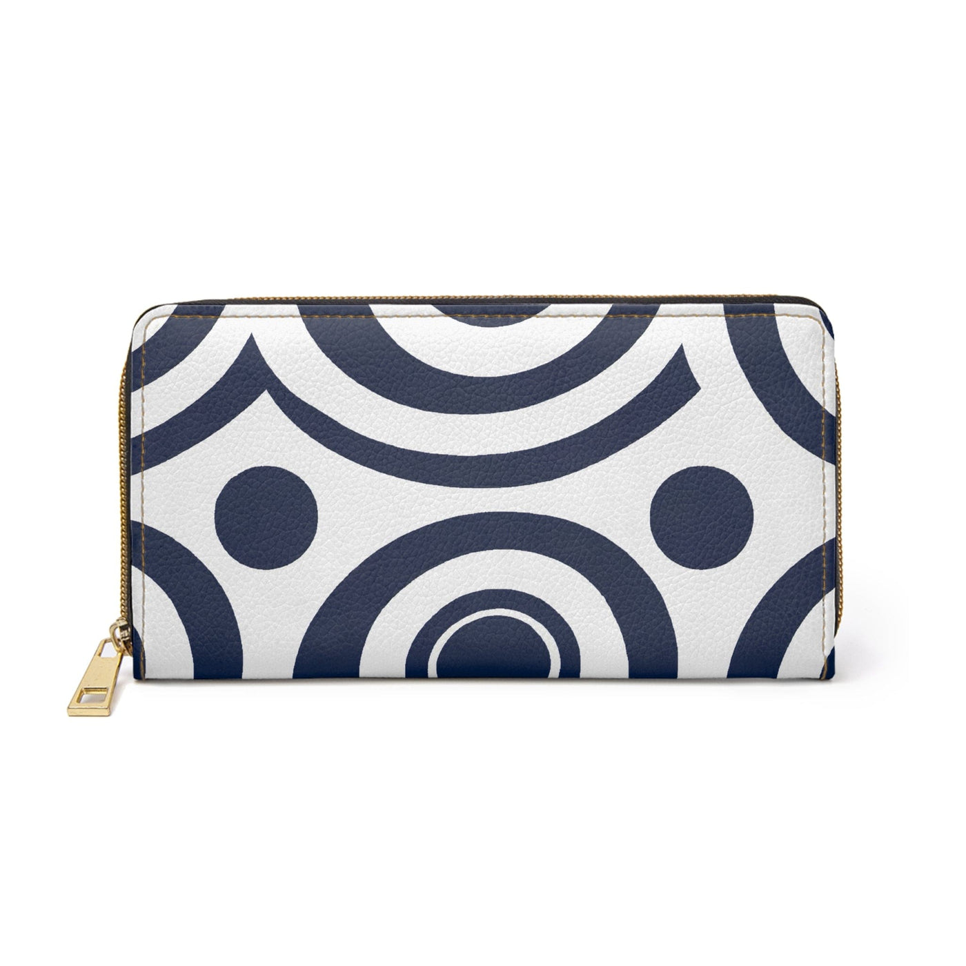 Zipper Wallet Navy Blue And White Circular Pattern - Accessories