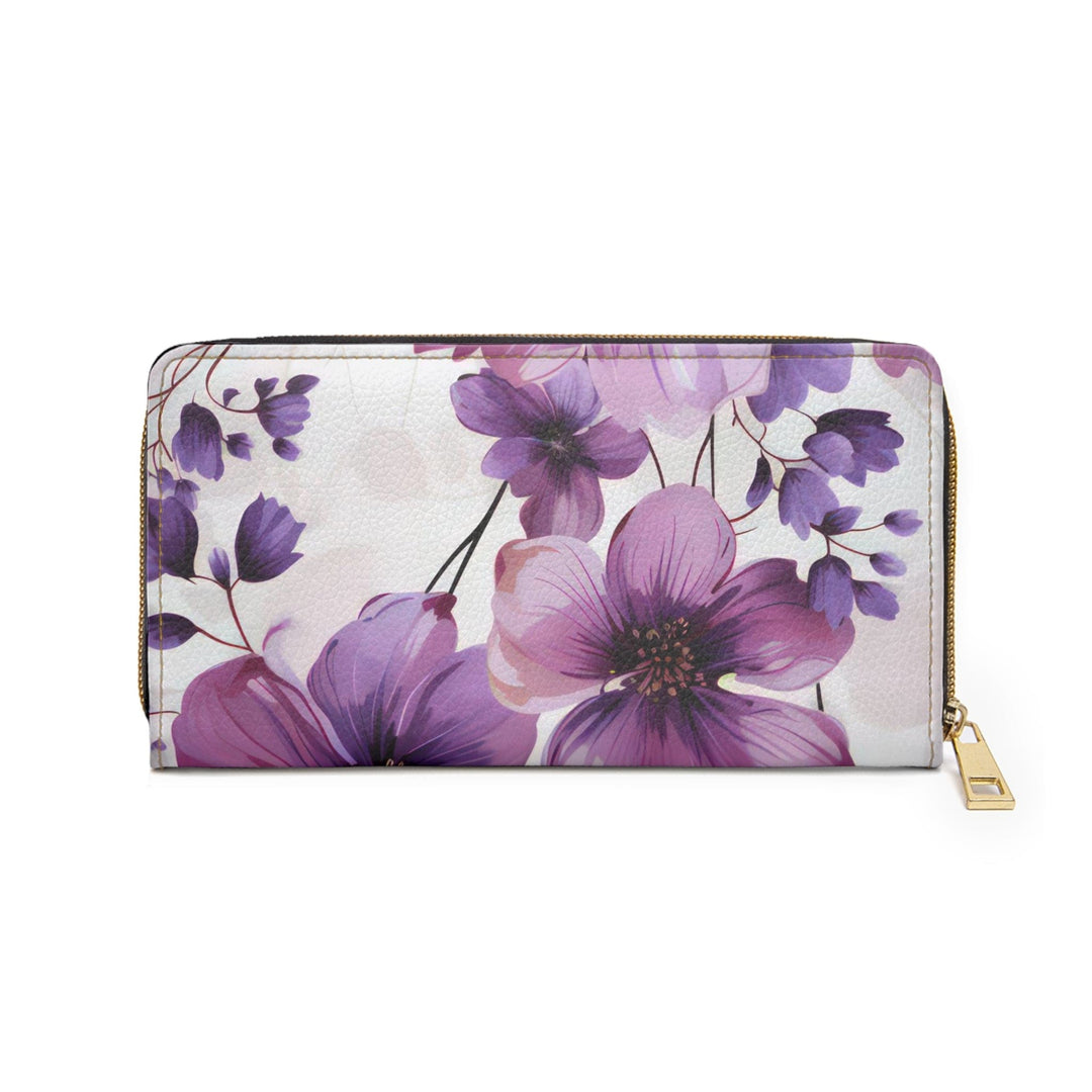 Zipper Wallet Purple and Violet Botanical Blooms: Floral Illustration - Bags