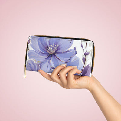 Zipper Wallet Purple And Violet Botanical Blooms: Floral Illustration - Bags