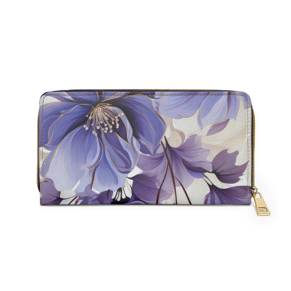 Zipper Wallet Purple and Violet Botanical Blooms: Floral Illustration - Bags