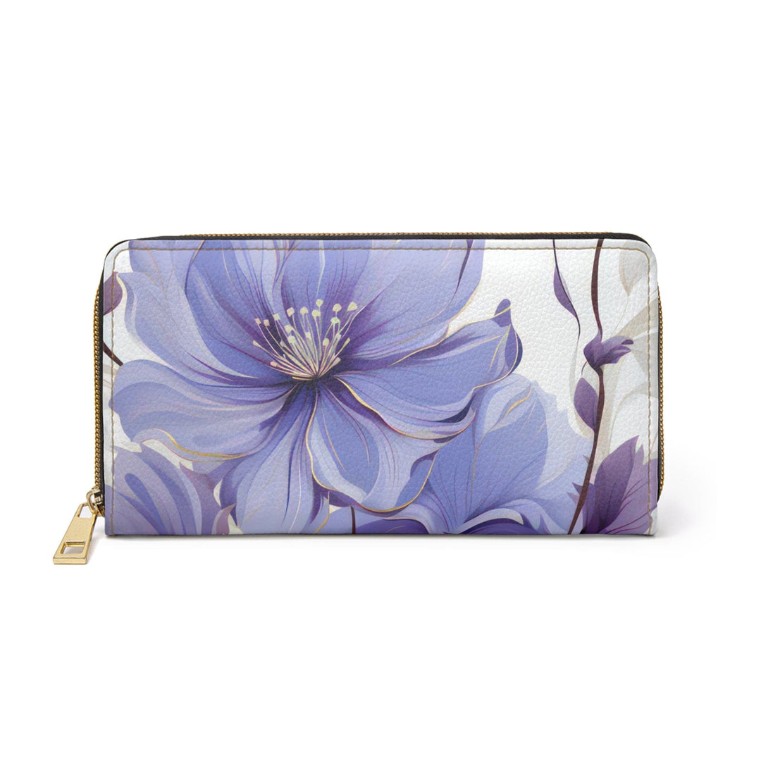 Zipper Wallet Purple and Violet Botanical Blooms: Floral Illustration - Bags