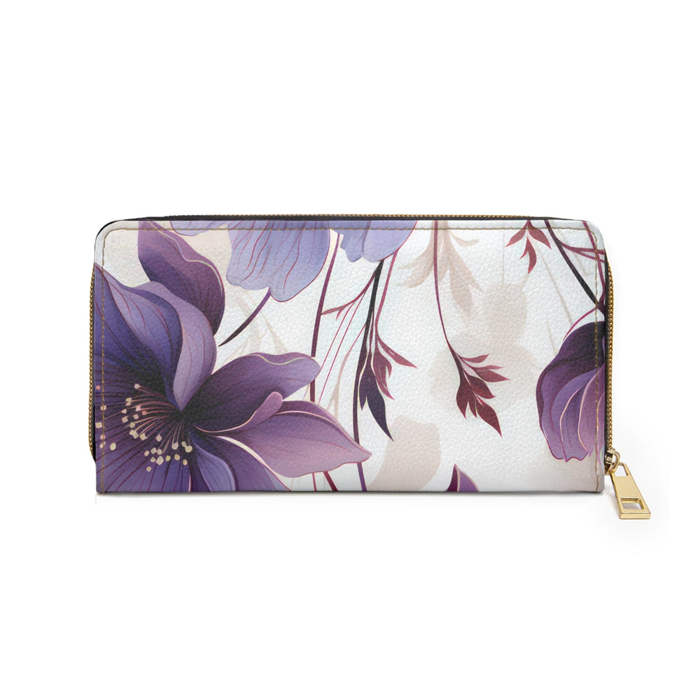 Zipper Wallet Purple and Violet Botanical Blooms: Floral Illustration - Bags